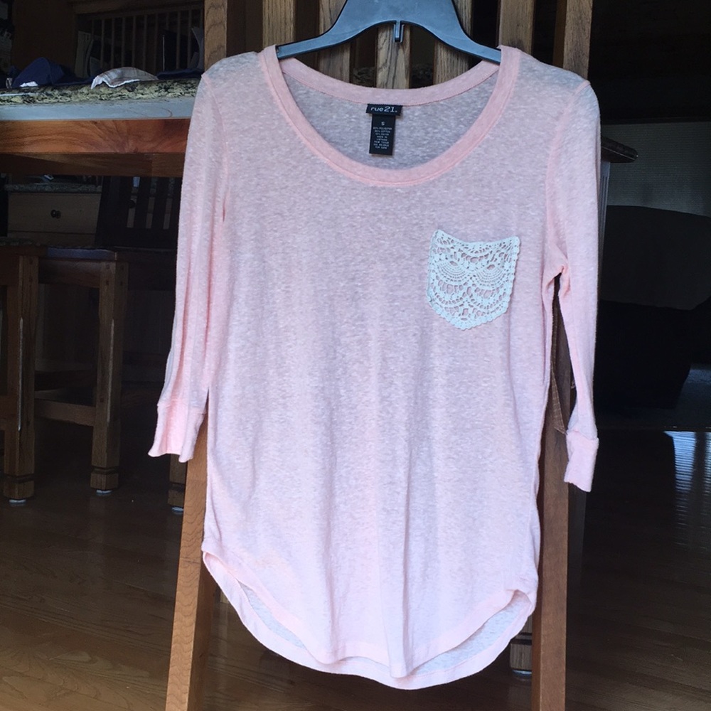 Peach Quarter Sleeve Top